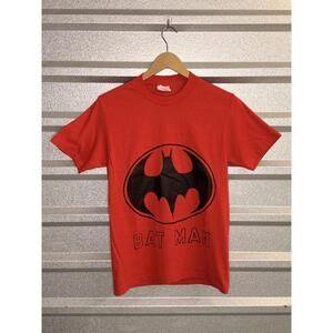 Vintage 1988 Red Batman Logo Graphic Single Stitch Tee Medium